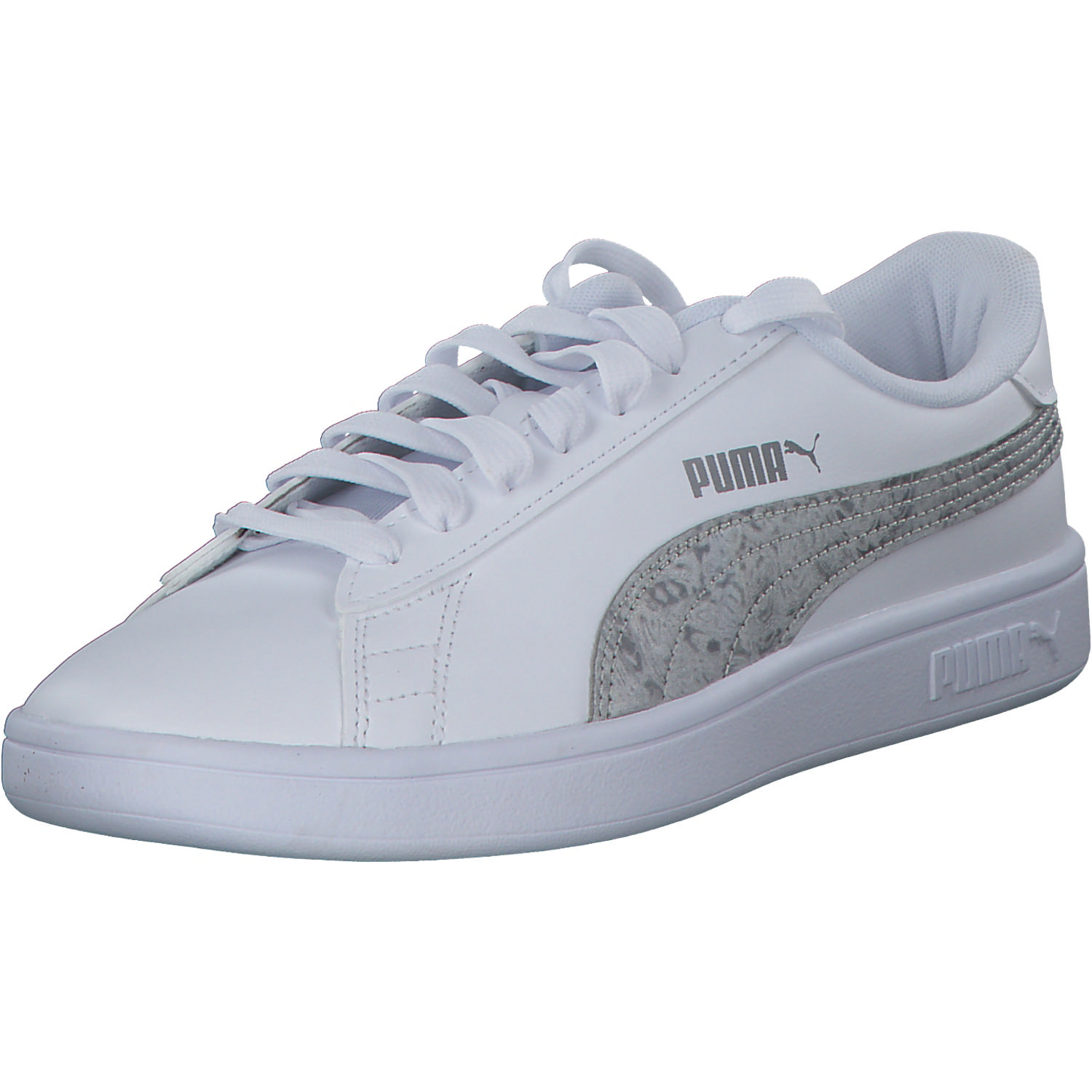 Puma Smash V2 Metallics Jr. 389682, Schnürschuhe, Damen, puma white/glacial gray-puma s