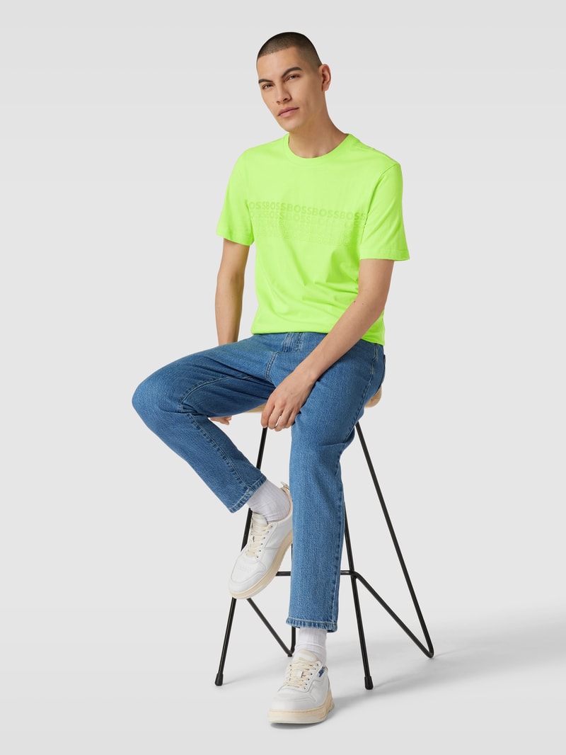 T-Shirt mit Logo-Print in neon grün