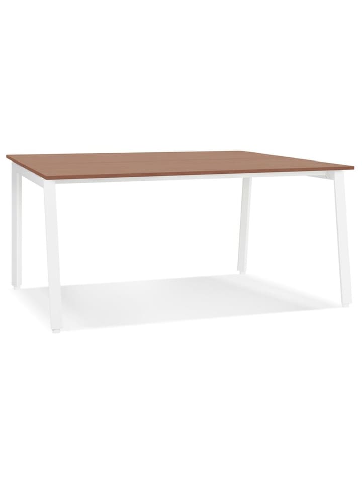 KADIMA DESIGN Schreibtisch quadratisch, Holz & Metall, Bürotisch 140x140 cm in Braun-Weiß günstig kaufen