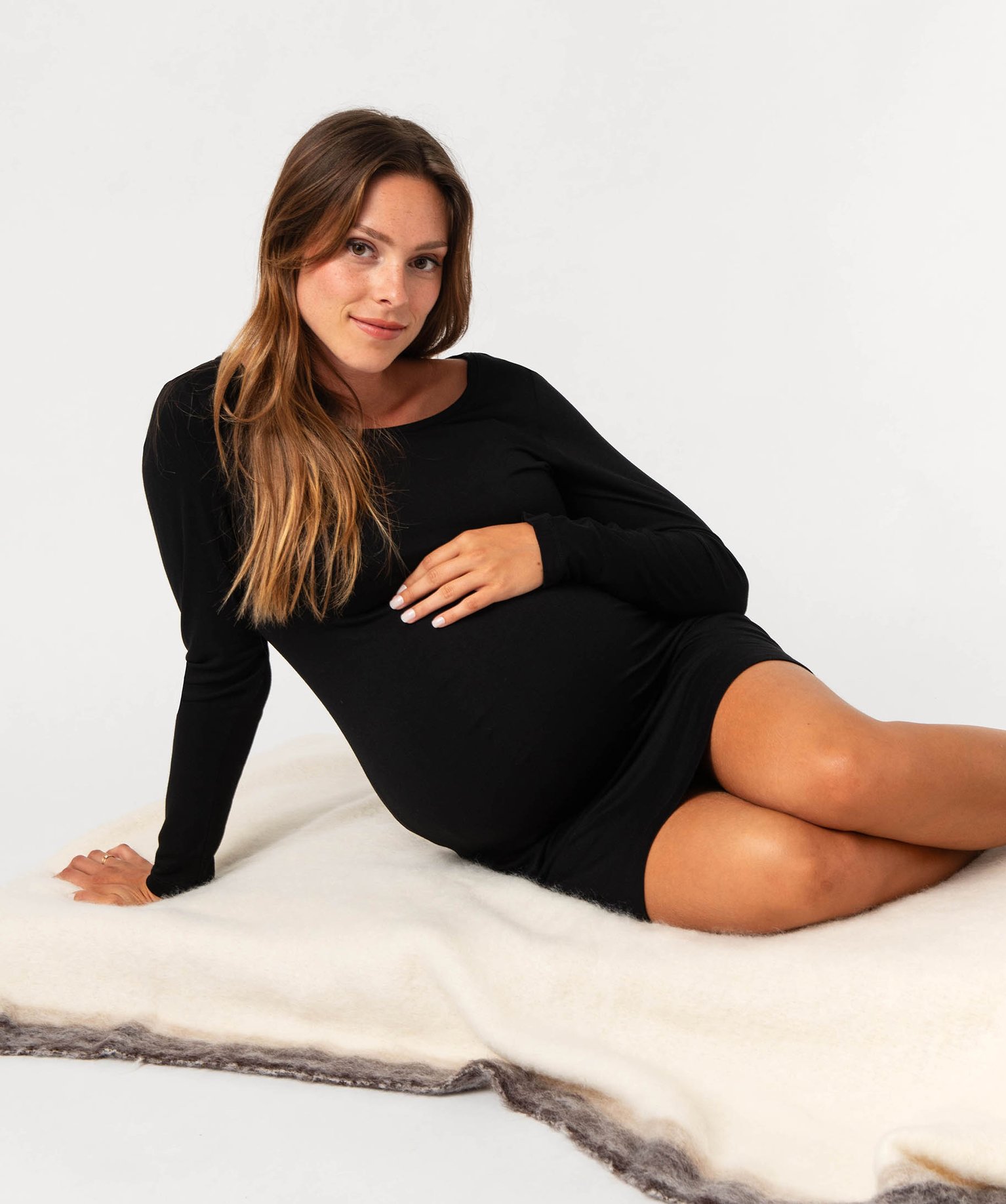 Chemise de nuit à manches longues femme noir | GEMO