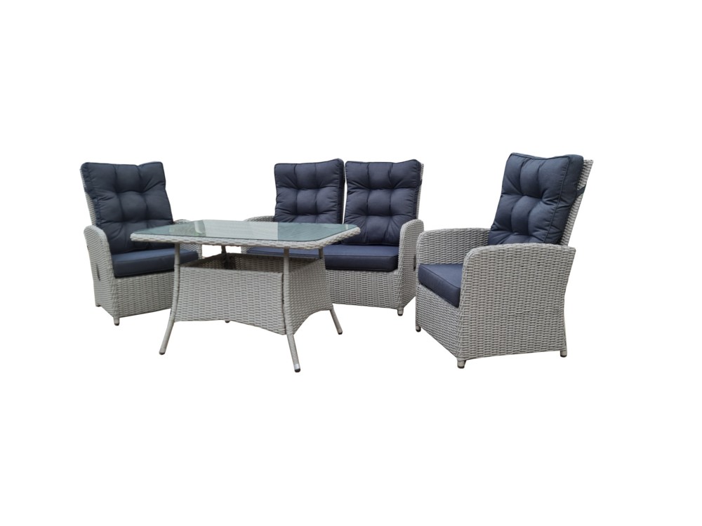 HC Garten & Freizeit Dining-Set 9 tlg. Lounge inkl. Sicherheitsglasplatte