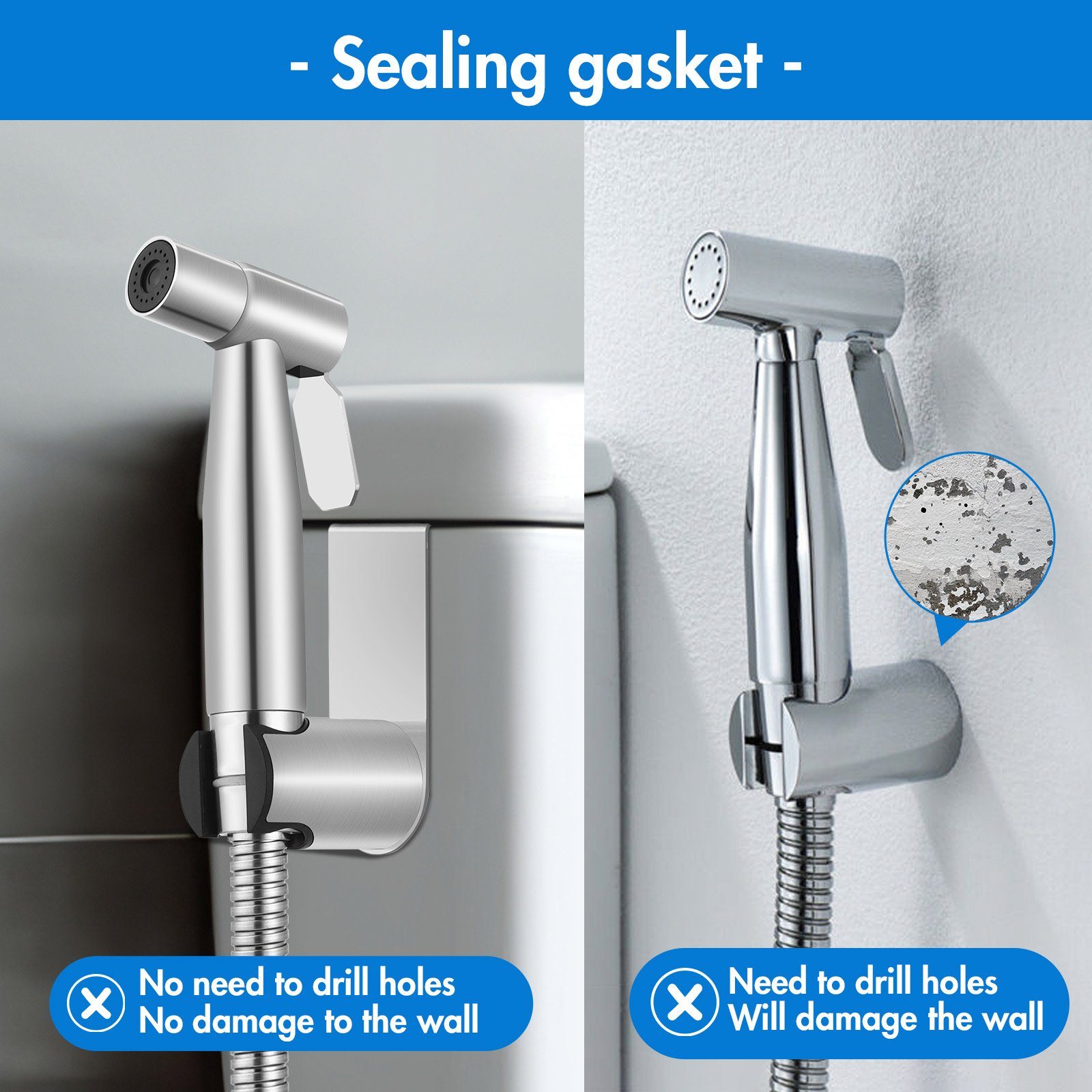 BlingBin Bidetarmatur Bidet Edelstahl Handbrause handgehaltenes Bidet-Toilettensprühgerät (1 Set, 1-St) Bidet Set mit Handbrause