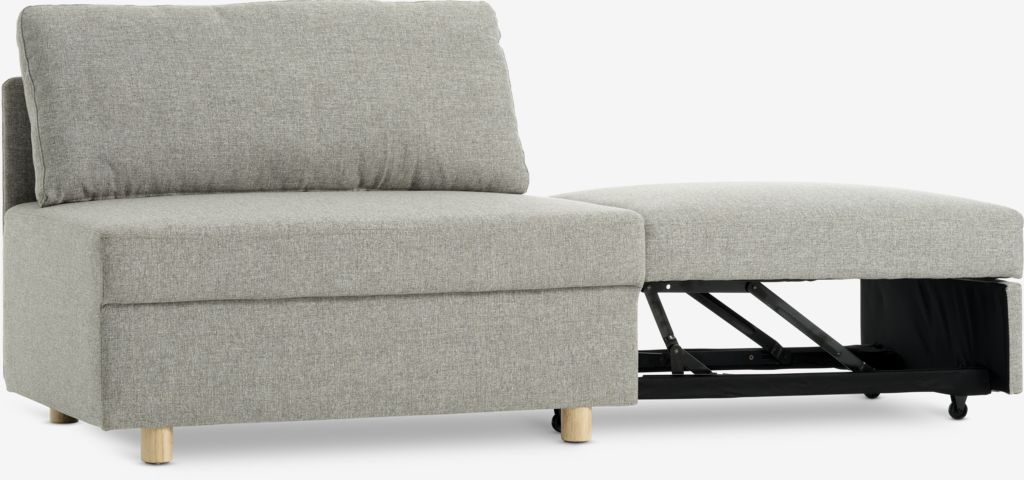 OLSTRUP Sofa rozkładana OLSTRUP 1,5-osobowa tkanina w kolorze szarym/kolor dębu