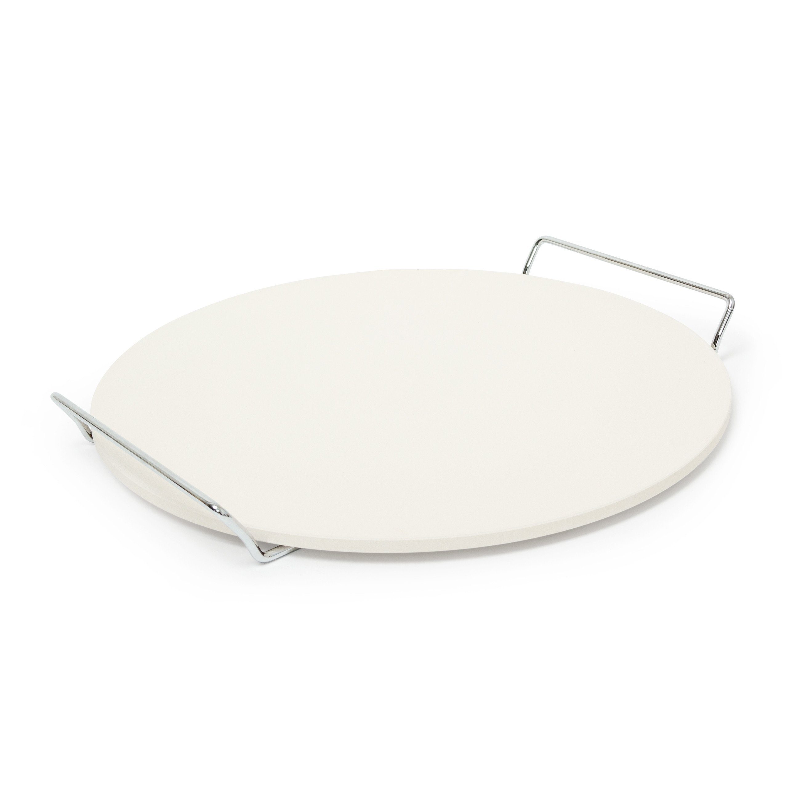 relaxdays Pizzastein Runder Pizzastein mit Halter, Cordierit