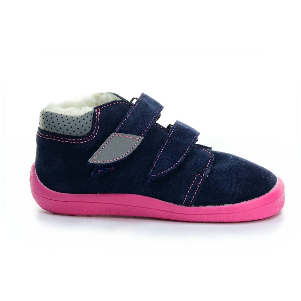 Beda Elisha mit Membran (BF 0001/W/MK/Fell, niedrig) dunkelblaue Winterbarfußschuhe