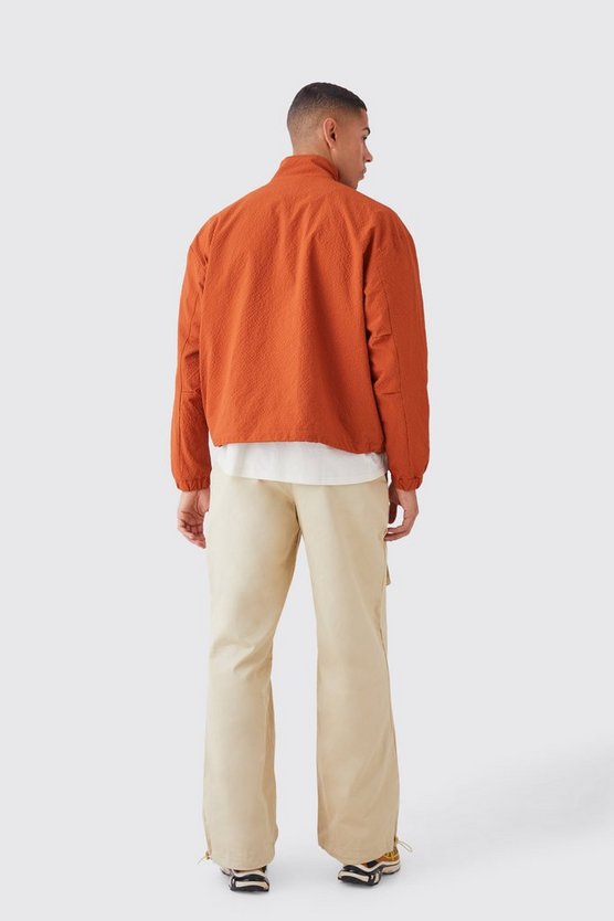 Nylon Harrington-Jacke in Knitteroptik mit Reißverschluss