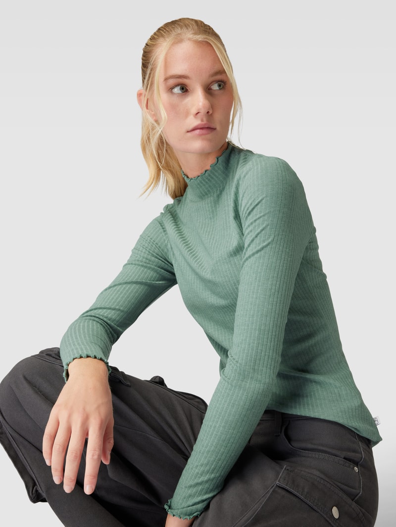 Longsleeve mit Wellensaum in schilf