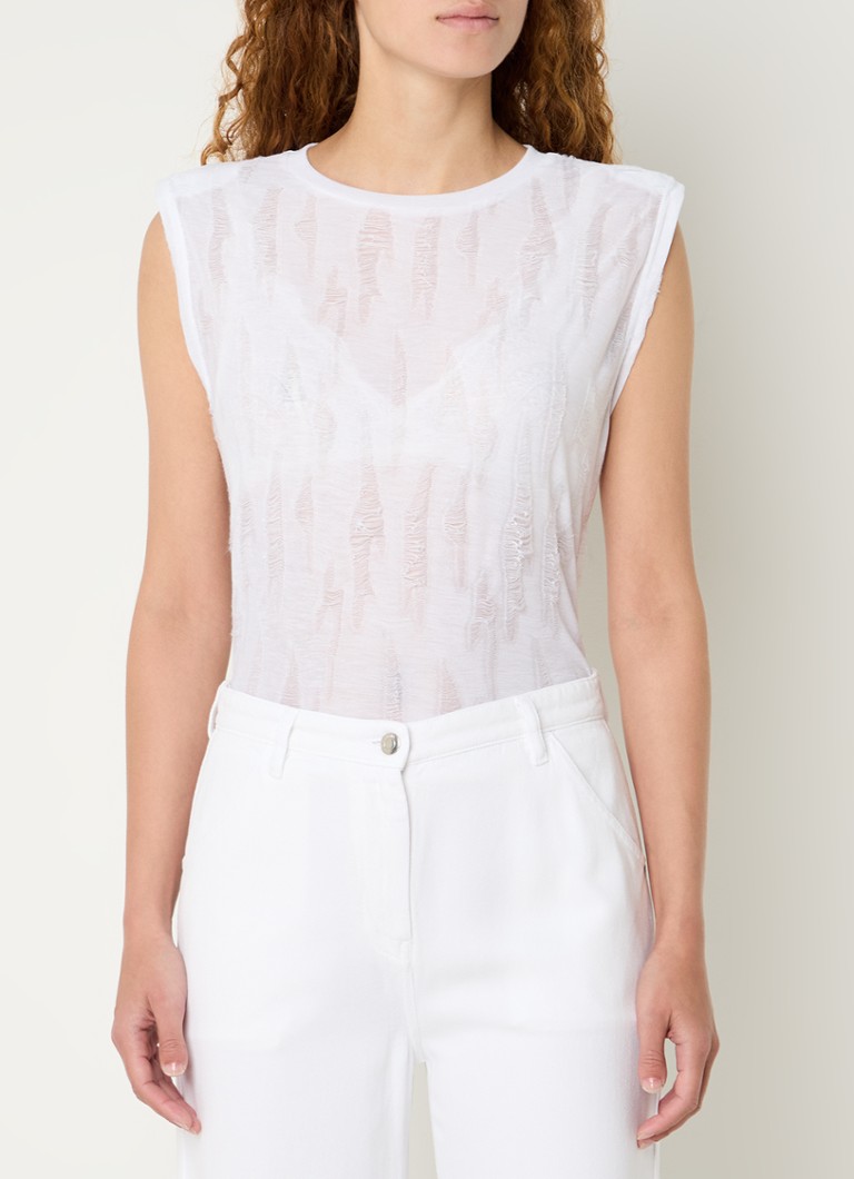 IRO Haice fine-knit top with shoulder pads and destroyed finish