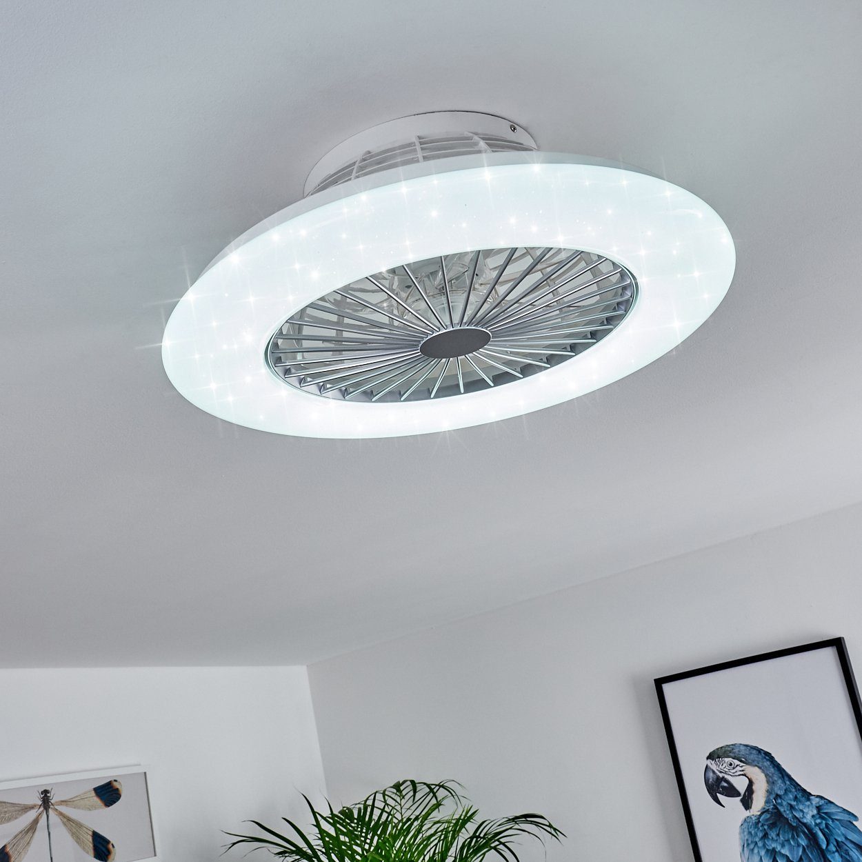 hofstein Deckenventilator Concas LED Deckenventilator, Kunststoff, Titanfarben/Weiß