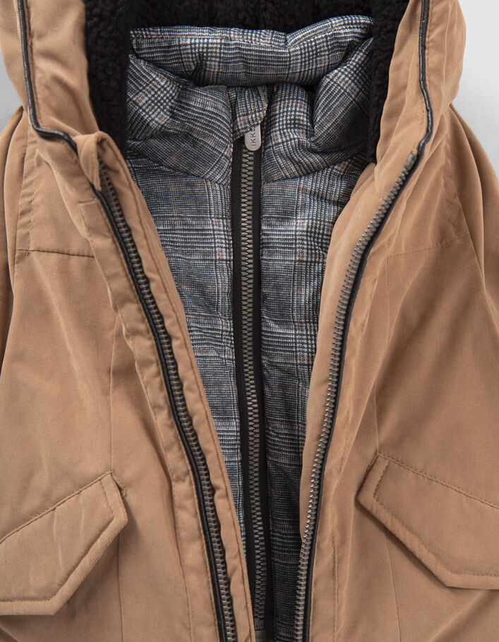 Parka camel fourrée à capuche bébé garçon