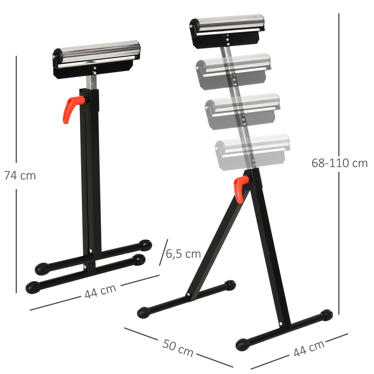 HOMCOM Rollenbock bis 90 kg, Metall, Schwarz
