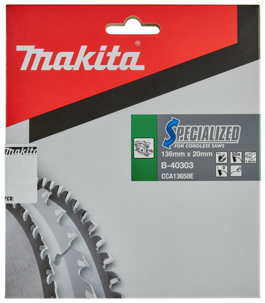 Makita Zubehör B-40303 Kreissägeblatt Aluminium Spezial 136x20x1,6 50T 0g