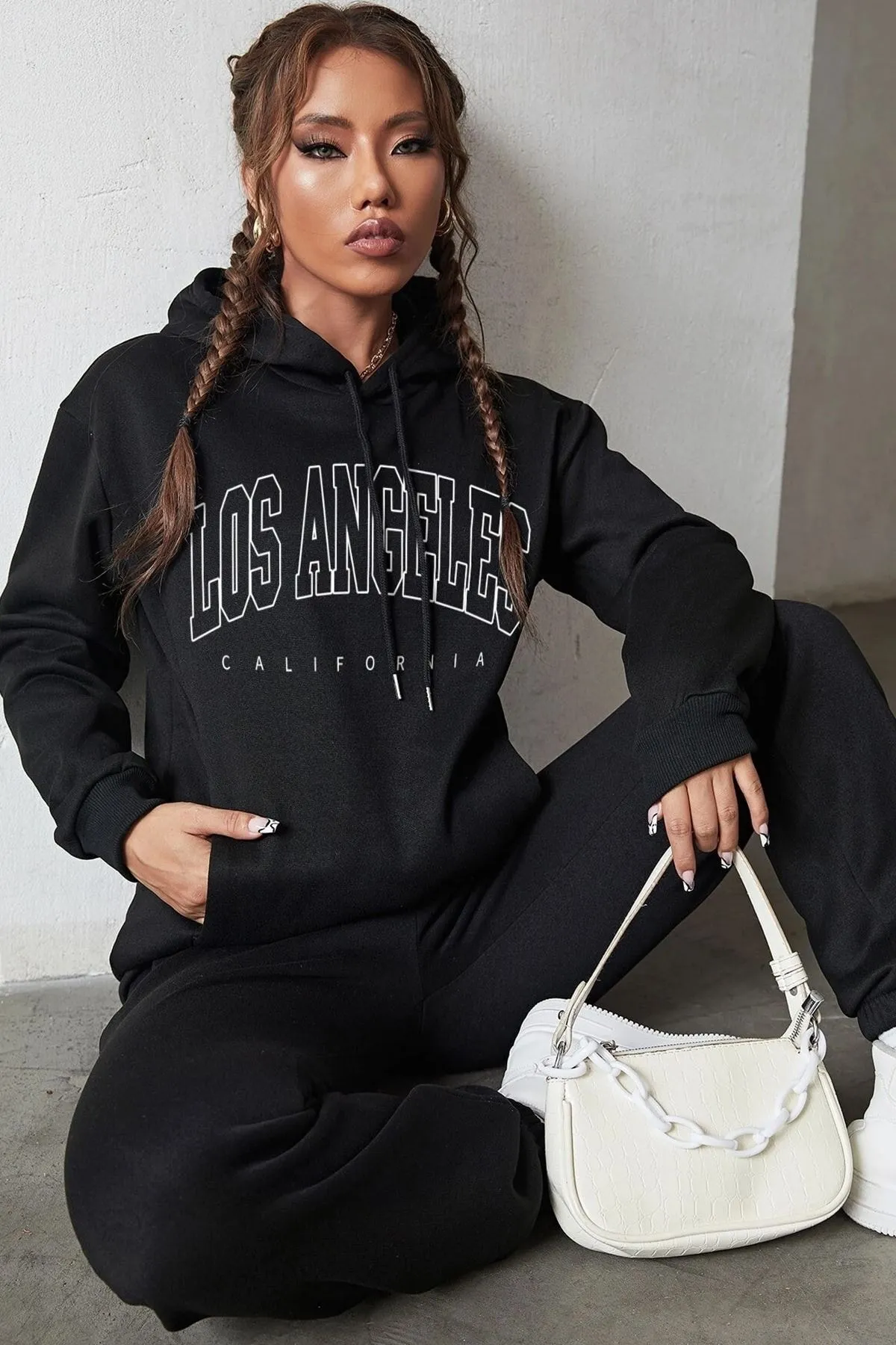 uyguntarz  Unisex Unisex Los Angles bedrucktes Trainingsanzug-Set