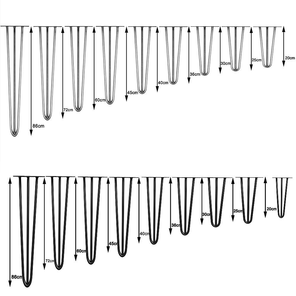 Mucola Tischbein Tischbeine 4er-Set Hairpin Haarnadelbeine Tischgestell Tischkufen, Hohe Festigkeit