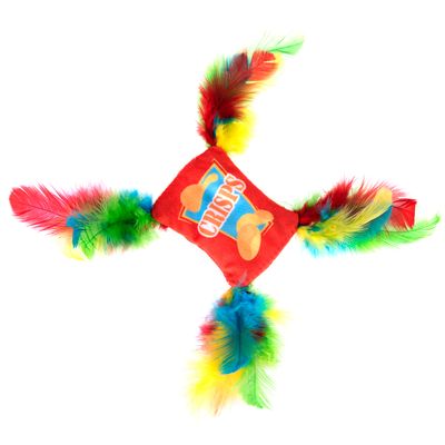 Katzenspielzeug Crinkle Crisps mit Federn