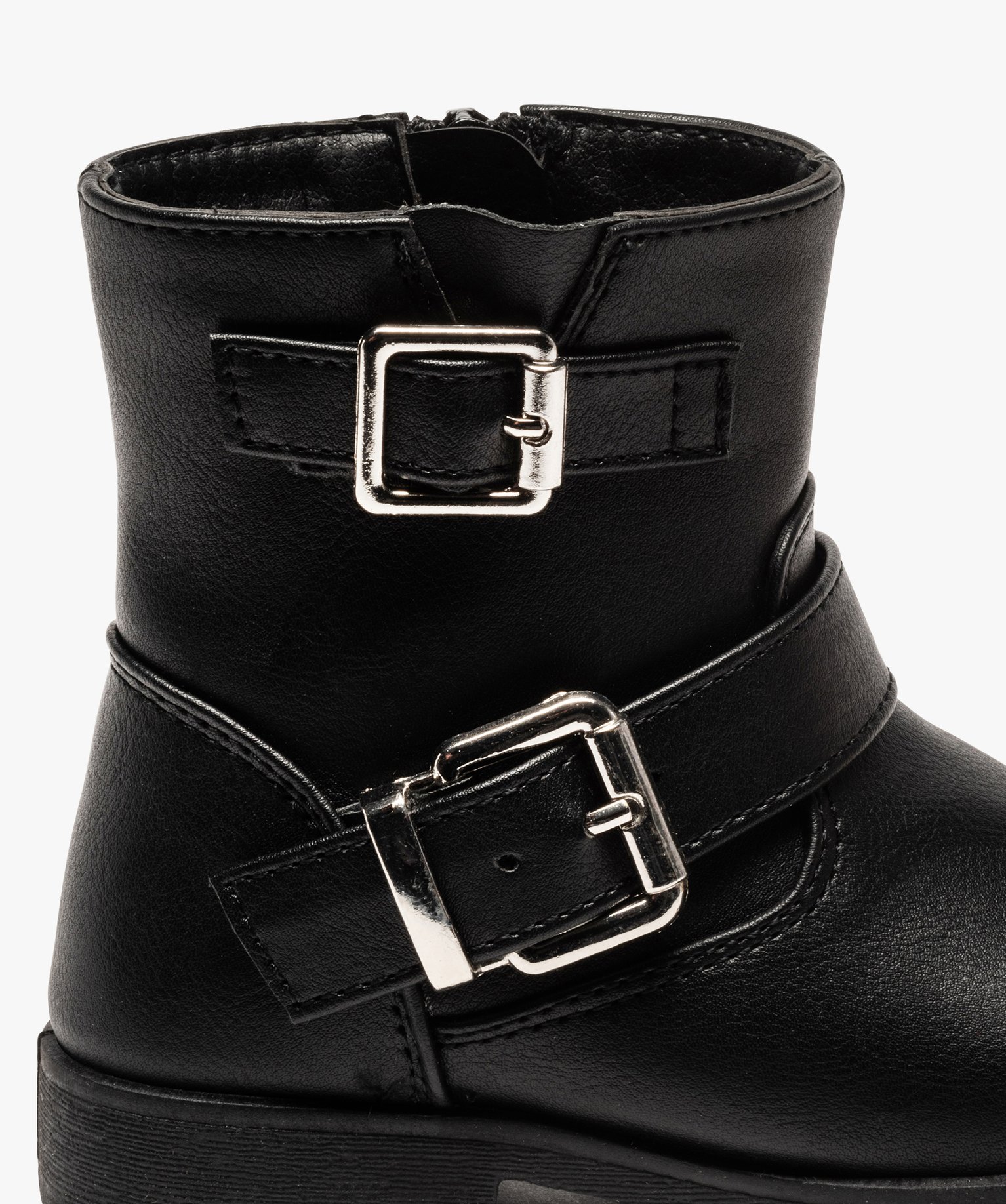 Boots fille unis avec boucles décoratives fermeture zippée noir | GEMO