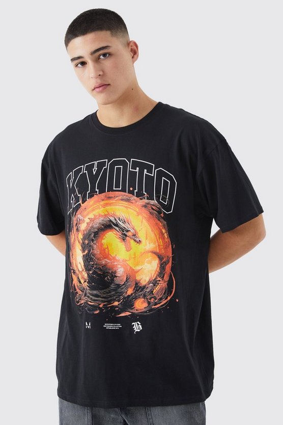 Oversize T-Shirt mit Drachen Print