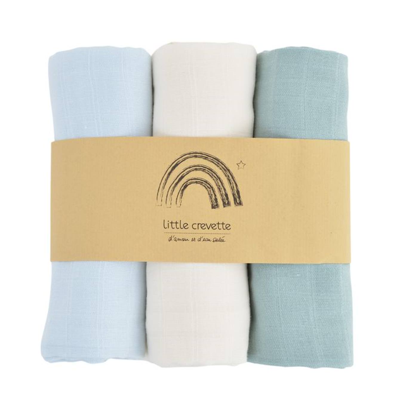 Lot de 3 langes en coton bio* Arc-en-ciel