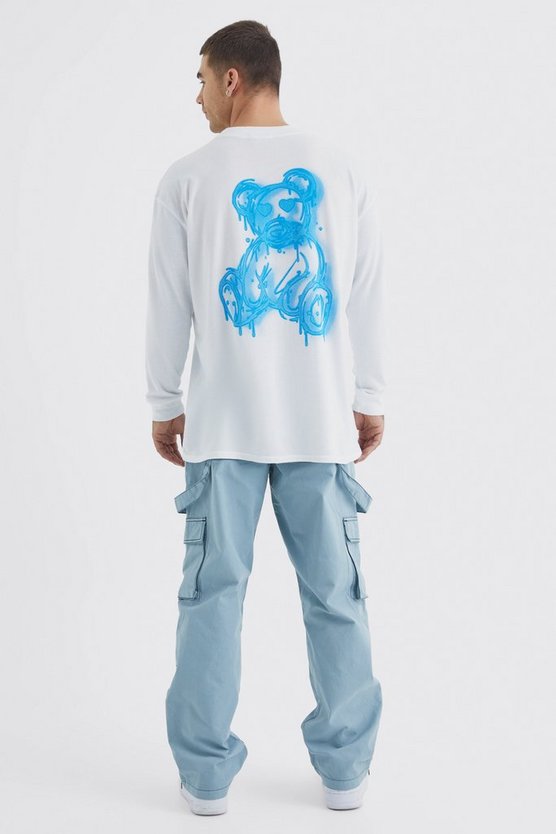 Langärmliges T-Shirt mit Spray-On Teddy-Print
