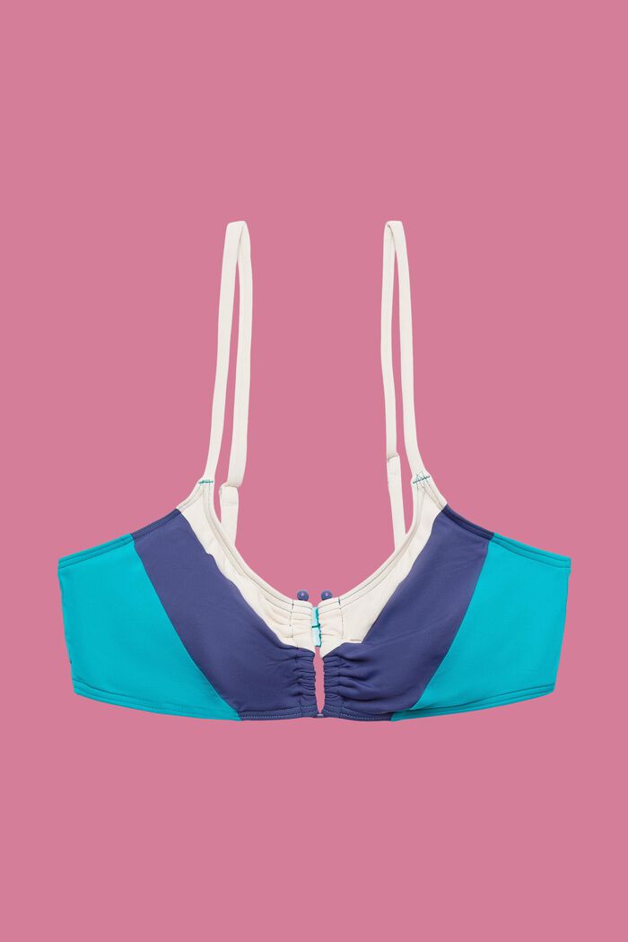 Wattiertes Bikinitop mit U-Steg im Colour Block-Design