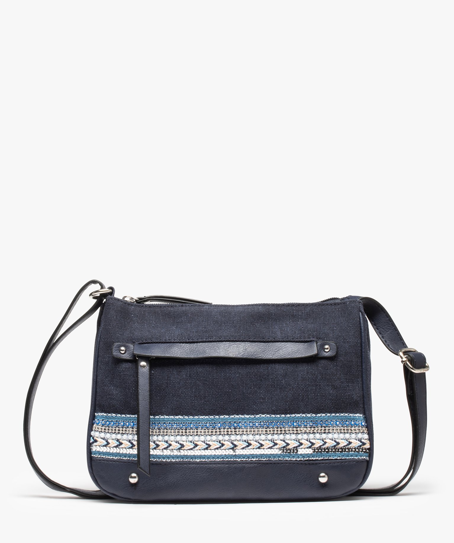 Sac bandoulière femme bimatière à détails brillants bleu | GEMO