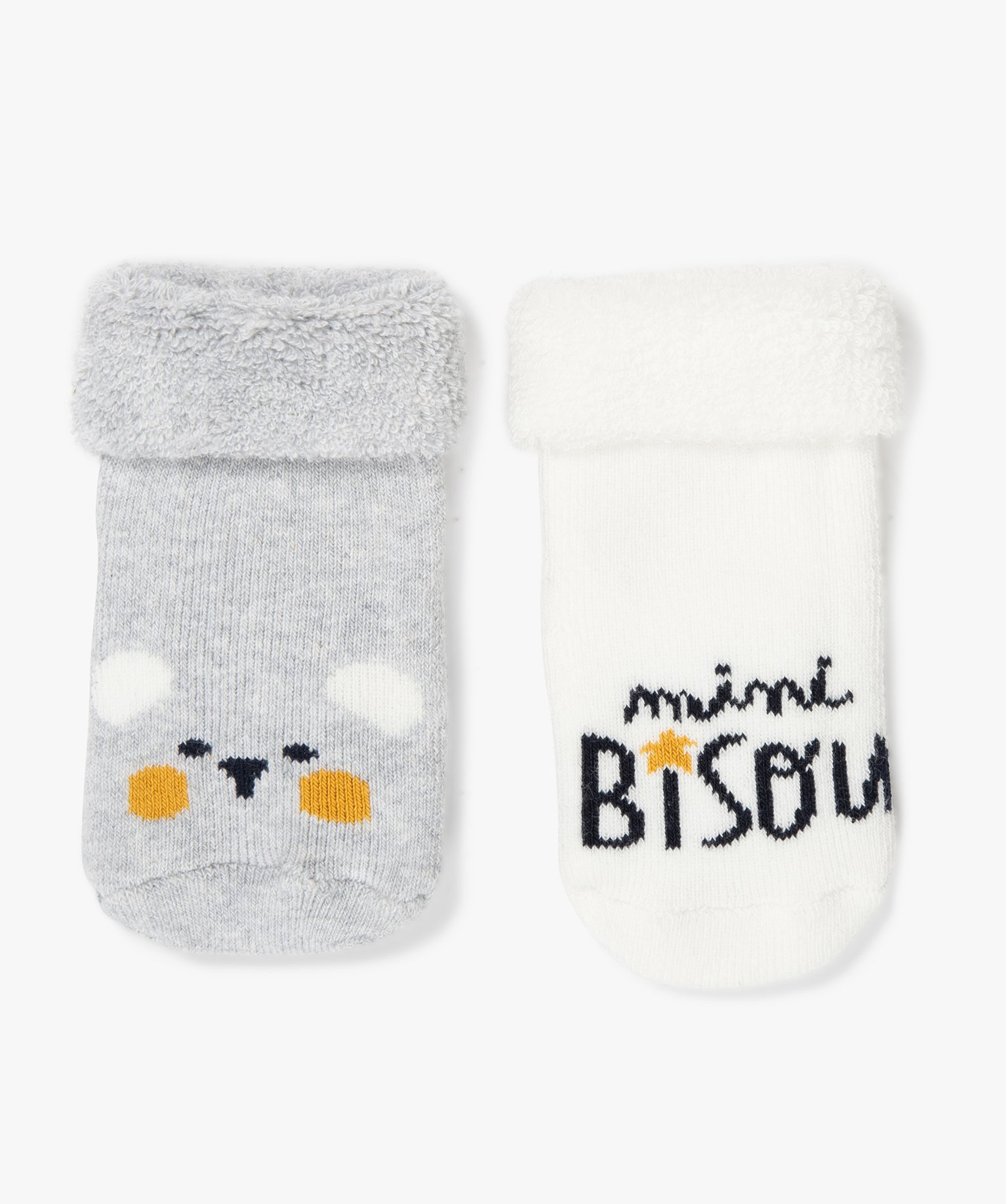 Chaussettes bébé en maille bouclette (lot de 2) ecru | GEMO