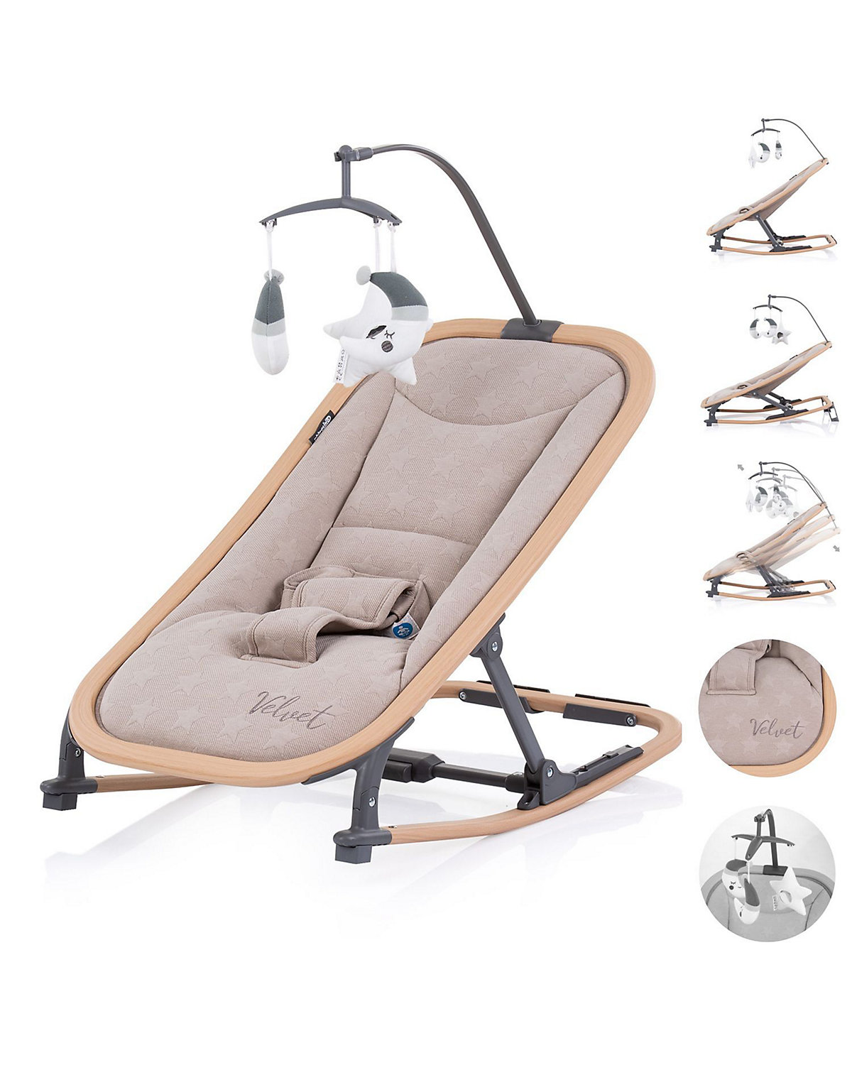 Babywippe Velvet faltbar Spielbogen Babywippen