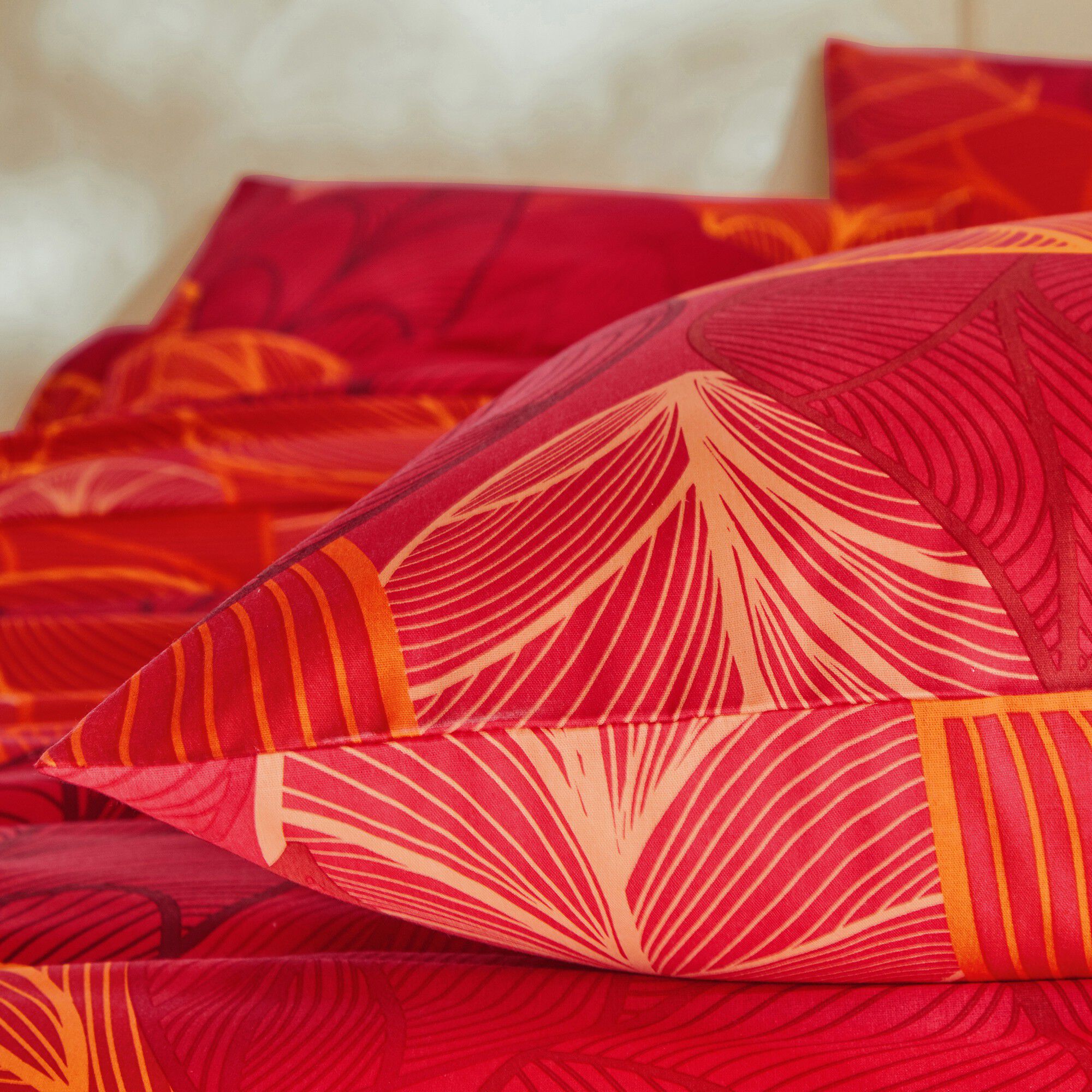 Linge de lit Elsa en polycoton à motifs feuilles
