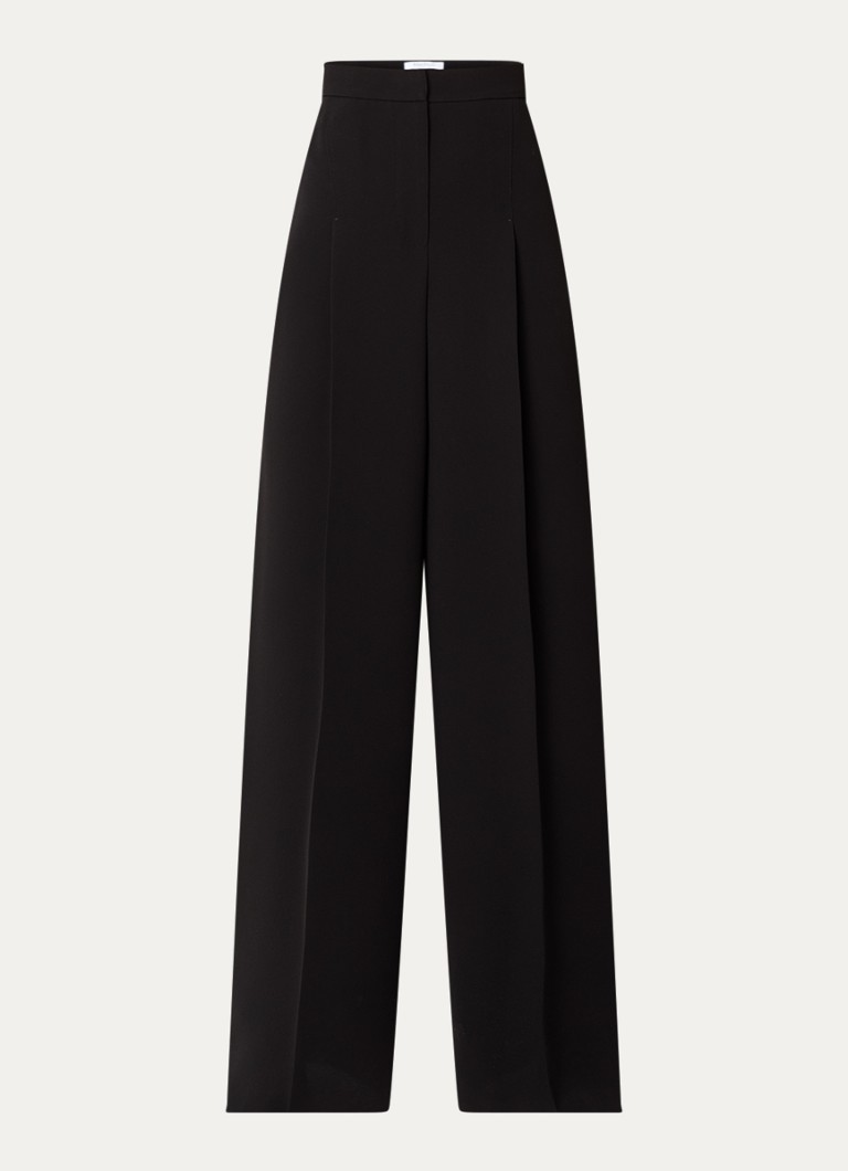 MaxMara Lino high waist wide fit trousers with pressed pleat