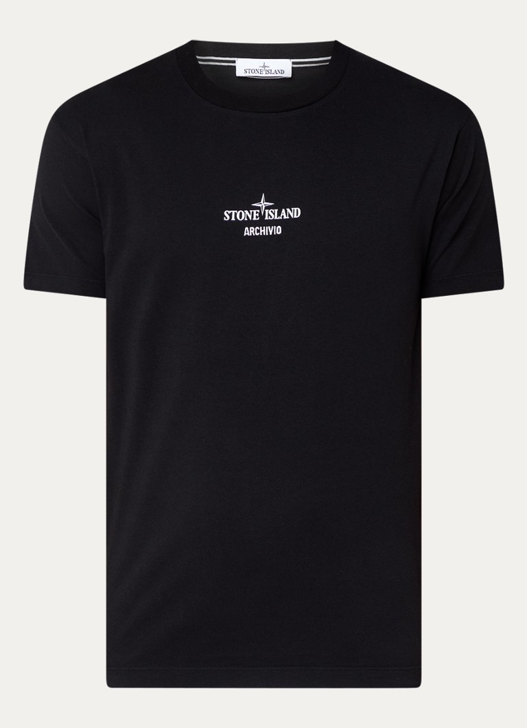 Stone Island 2NS91 T-krekls ar logotipu un apdruku aizmugurē