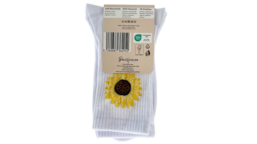 Damen Socken Crew Socks 2er-Pack mit 3D-Motiv weiß