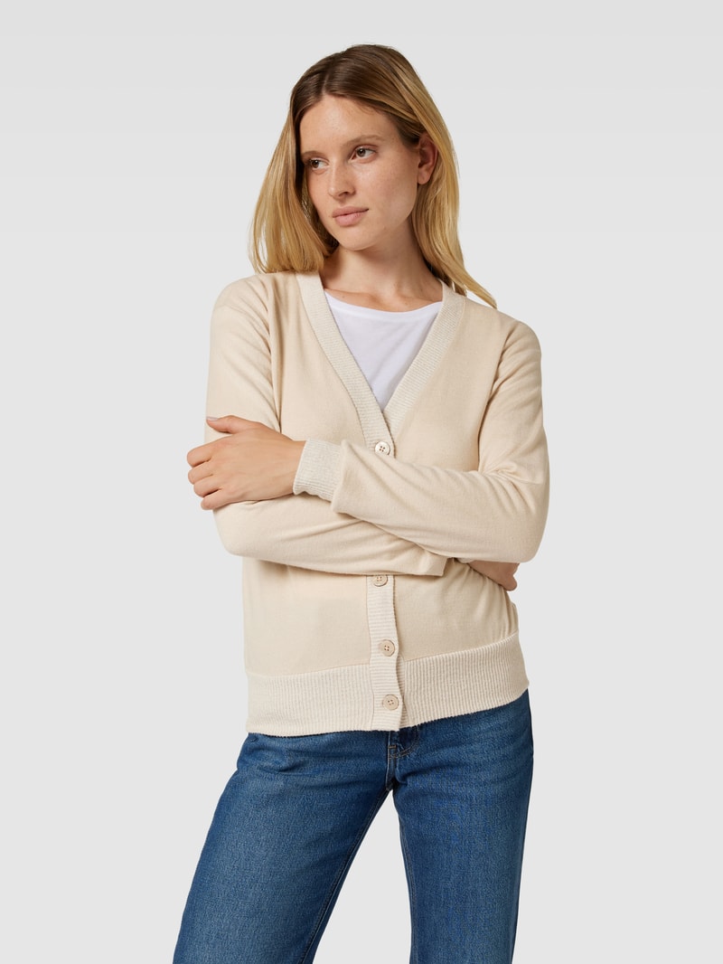 Cardigan mit gerippten Abschlüssen Modell 'COZY KNIT' in beige