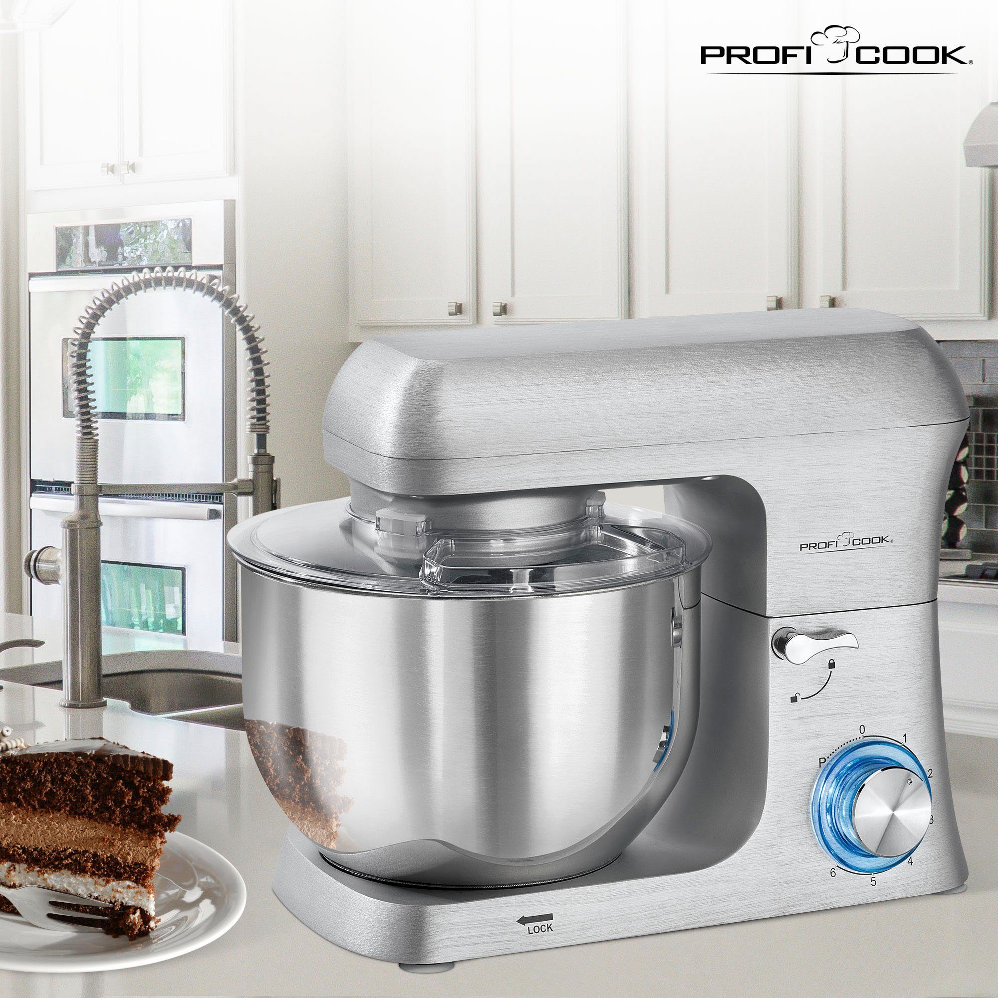 ProfiCook Küchenmaschine PC-KM 1188 alu 6,0L, 1500 W, 6 l Schüssel