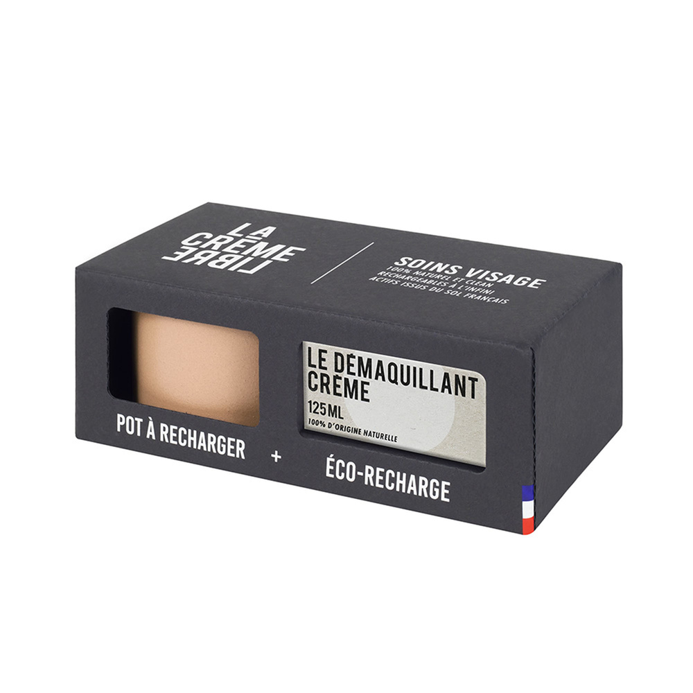 La crème libre Coffret Démaquillant Crème Visage (Éco-recharge + Pot Rechargeable Beige Rosé) Démaquillant Visage