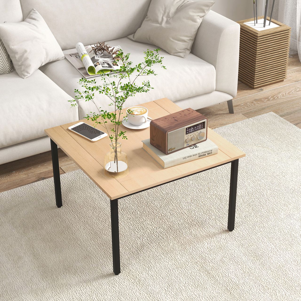 HOMCOM Couchtisch, Beistelltisch, Kaffeetisch, Sofatisch für Wohnzimmer, Natur
