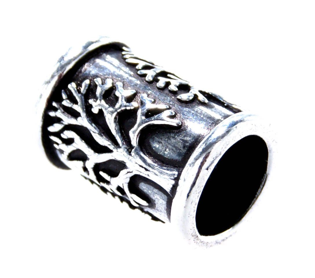 Kiss of Leather Bartstyling-Set Bartperle Lebensbaum Silber 925 Haarschmuck Wikinger Bartschmuck