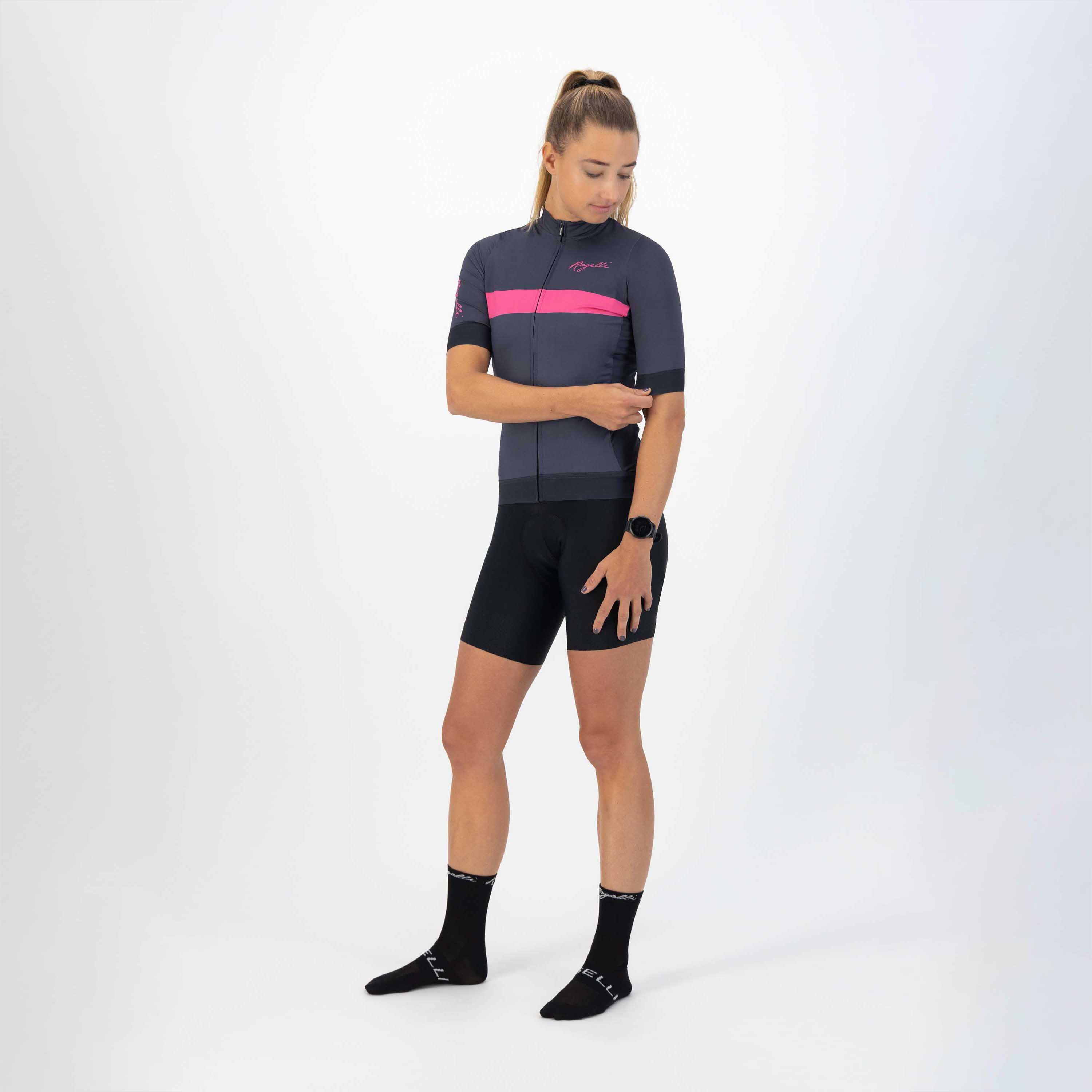 Rogelli Prime Blau/Rosa Damen Radtrikot Kurzarm