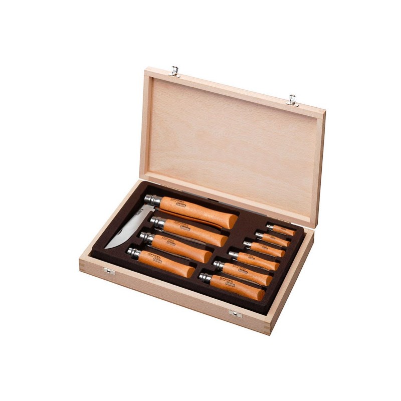 Opinel Messerbox, Opinel Carbone Set aus Karbonstahl.