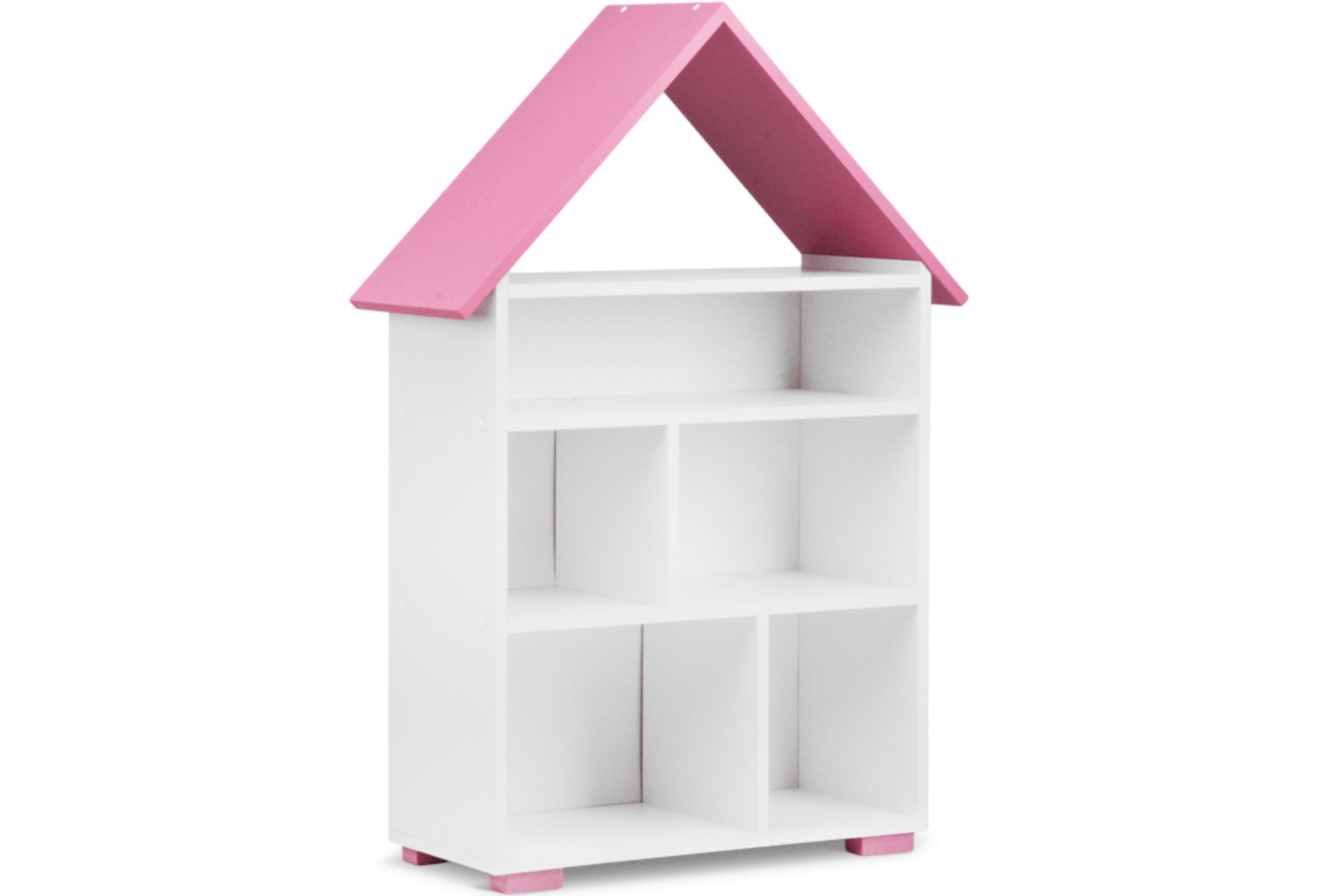Konsimo Kinderregal PABIS Kinder Bücherregal Hausform, geräumig, in Pastellfarben, ABS-Kanten