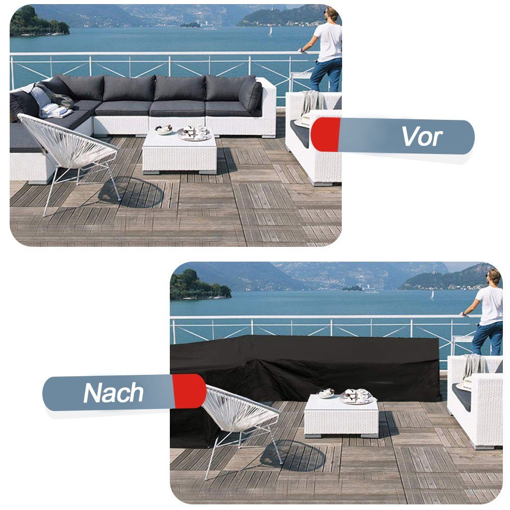 Qelus Gartenmöbel-Schutzhülle Gartenmöbel Abdeckung, Lounge L-Form Sofa Wasserdicht Schutzhülle, Winddicht UV-Beständiges Oxford Gewebe Schutzhülle für Garten