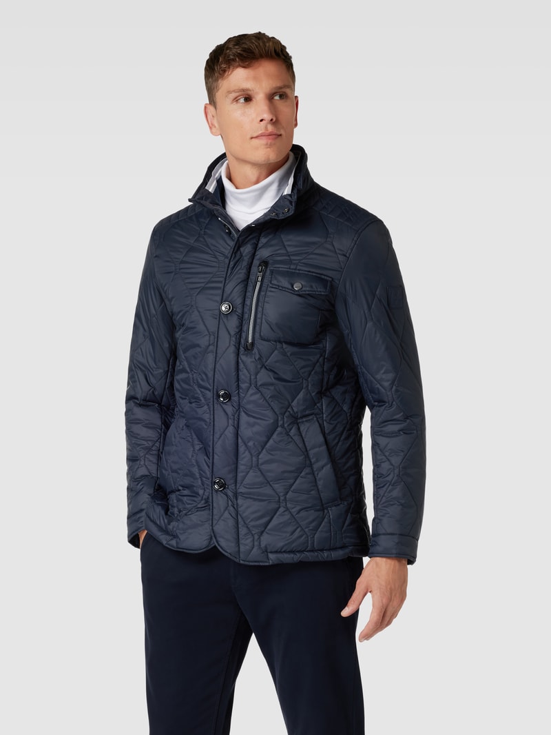 Steppjacke mit Knopfverschluss in marineblau