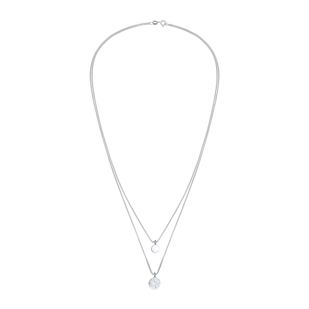 Elli Elli Collier Femmes Couches Plaquette Pendentif Basique Martelé en Argent Sterlin collier