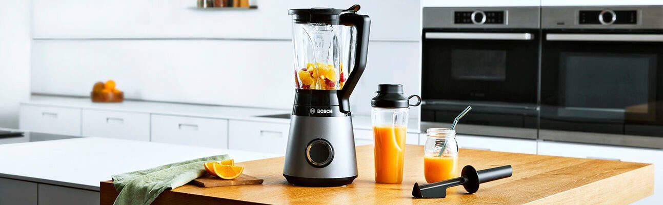BOSCH Standmixer MMB6174SN VitaPower, 1200 W, 30.000 U/Min,ThermoSafe Glasbehälter 1,5L,inkl. Stößel+Flasche 0,6L