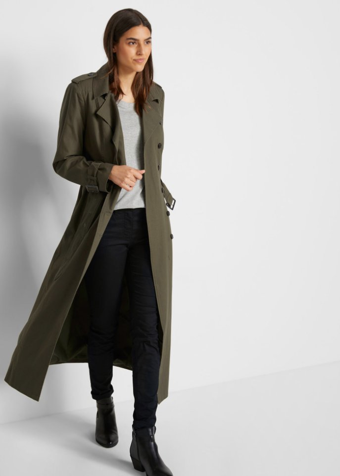 Long-Trenchcoat mit Taillengürtel