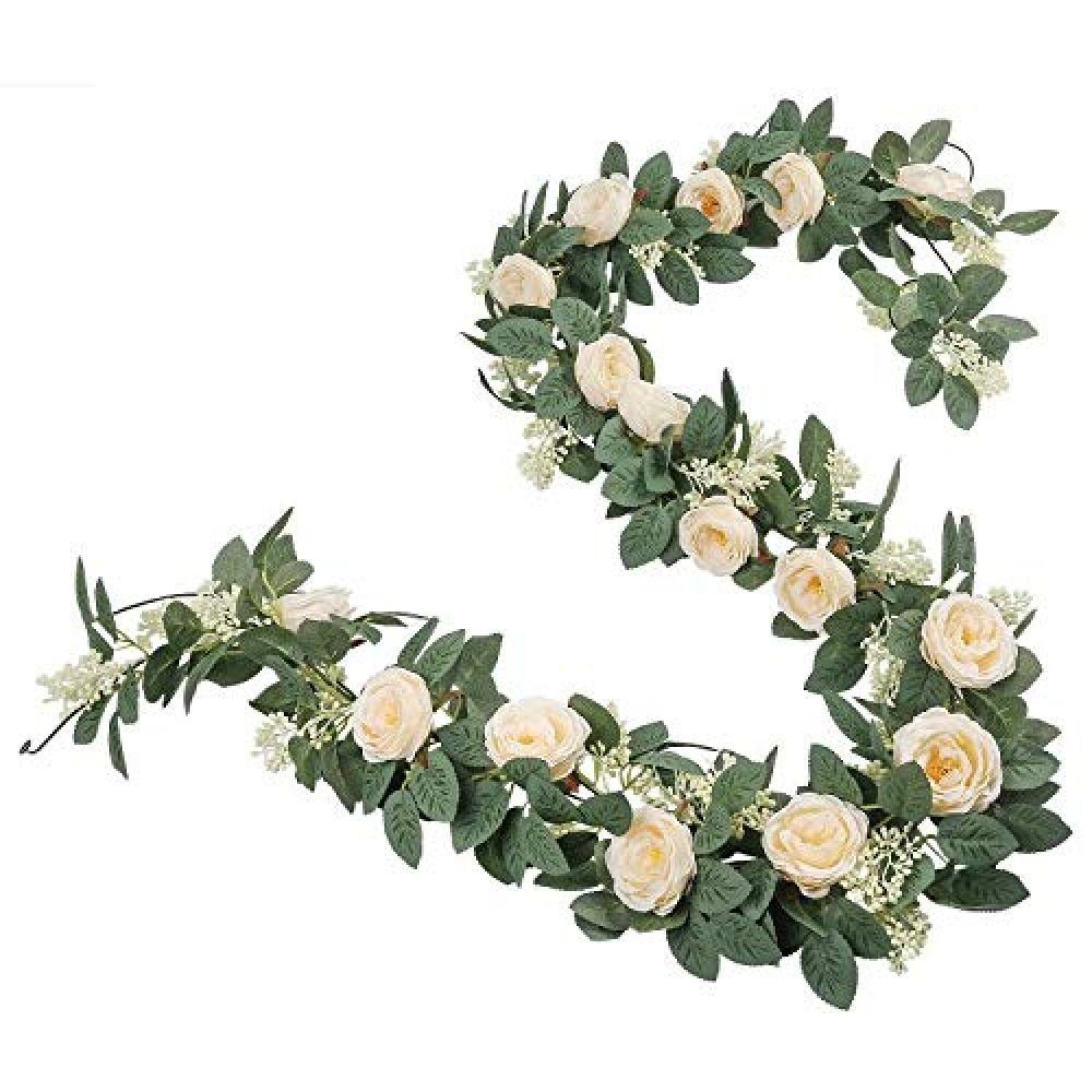 FeelGlad Rattanstuhl Blumengirlande,Blumenwand,Girlande hochzeit