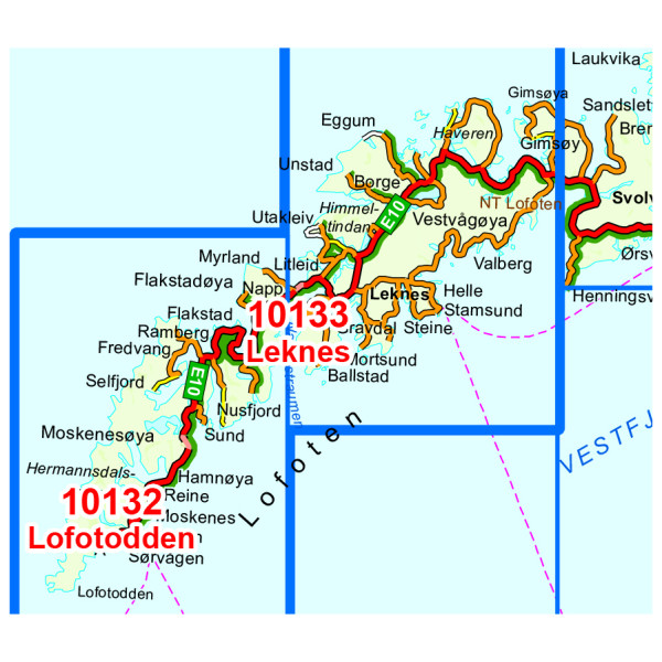 Nordeca - Leknes - Wanderkarte