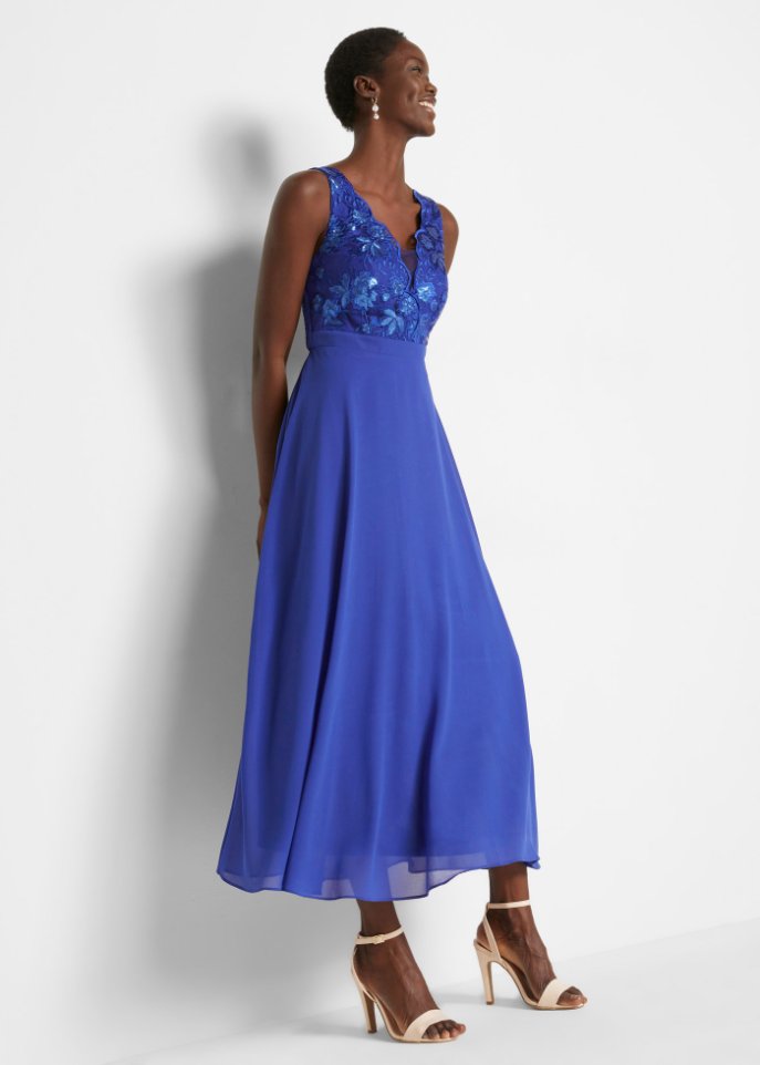 Chiffonkleid mit Pailettenstickerei