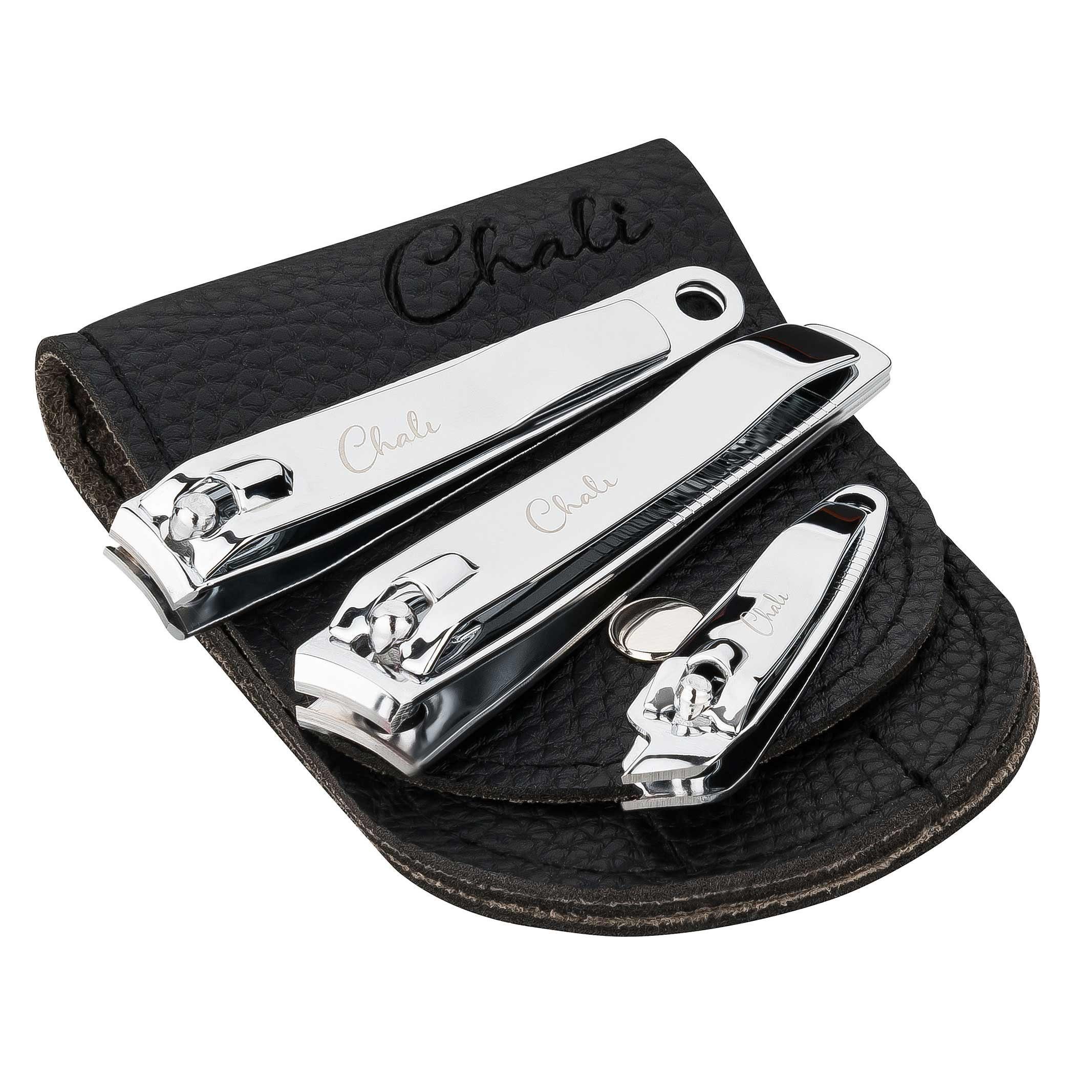 Chali Maniküre-Pediküre-Set Nagelknipser Set 3-tlg. mit Etui, Edelstahl Nagelzwicker 8cm 7,5cm 6cm, 3-tlg., Nagelknipser 8cm, Nagelknipser 7,5cm, Nagelknipser 6cm