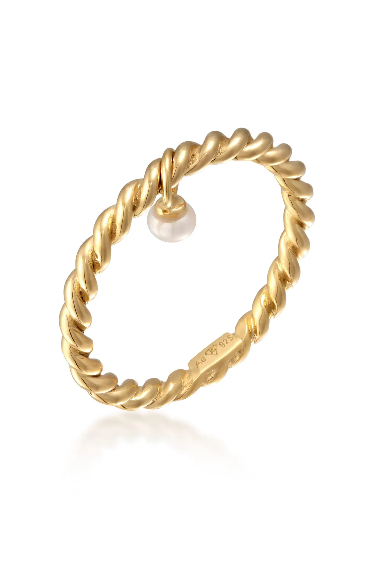 ELLI  Ring Bandring Kordel Twist Süßwasserperle 925 Silber