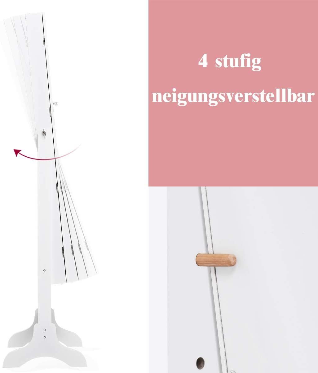 COSTWAY Schmuckschrank stehend, mit Spiegel&Schubladen, abschließbar